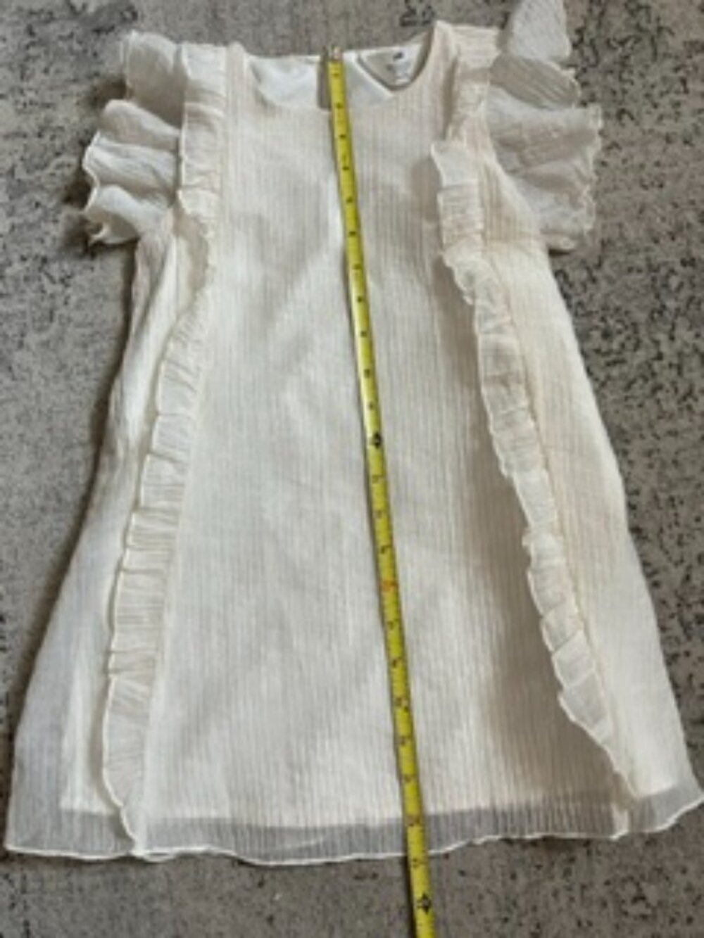 🧡3/$15 H&M Ruffle-Detail Flutter Sleeves White/Off White Dress 5T - Picture 3 of 6